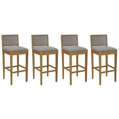 Banqueta Sala De Jantar Sara 1bmm005ca Premium Madeira Maciça Kit 4 Un Carvalho-boucle Cinza-tela Grafite - Kappesberg