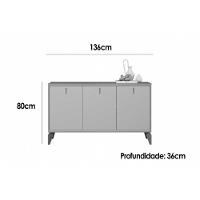 Buffet De Sala Jantar Aura C- 3 Portas Tauari-off White Fosco - Linea Brasil - 2