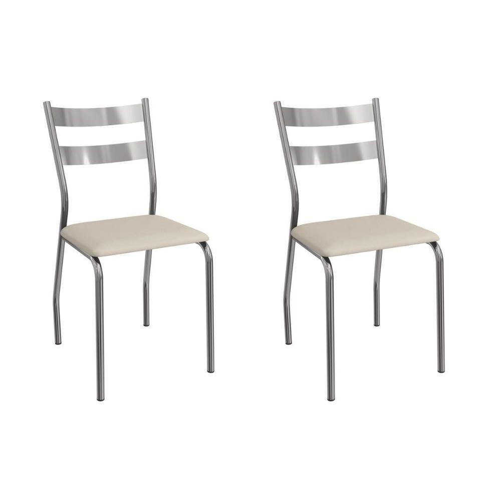 Cadeira Sala De Jantar Bali 2c141cr Aço Kit 2 Un Cromado-ano Bege - Kappesberg - 1