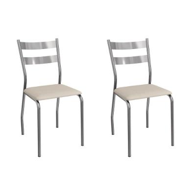 Cadeira Sala De Jantar Bali 2c141cr Aço Kit 2 Un Cromado-ano Bege - Kappesberg