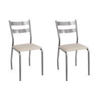 Cadeira Sala De Jantar Bali 2c141cr Aço Kit 2 Un Cromado-ano Bege - Kappesberg - 1