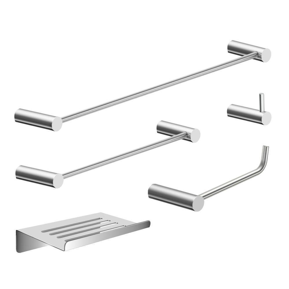 Kit Acessórios Para Banheiro Escovado 5 Peças Grego Metal 2180or - 1