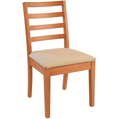 Cadeira Jnatar Florida Madeira Maciça Amêndoa Encosto Madeira Assento Corino Off White