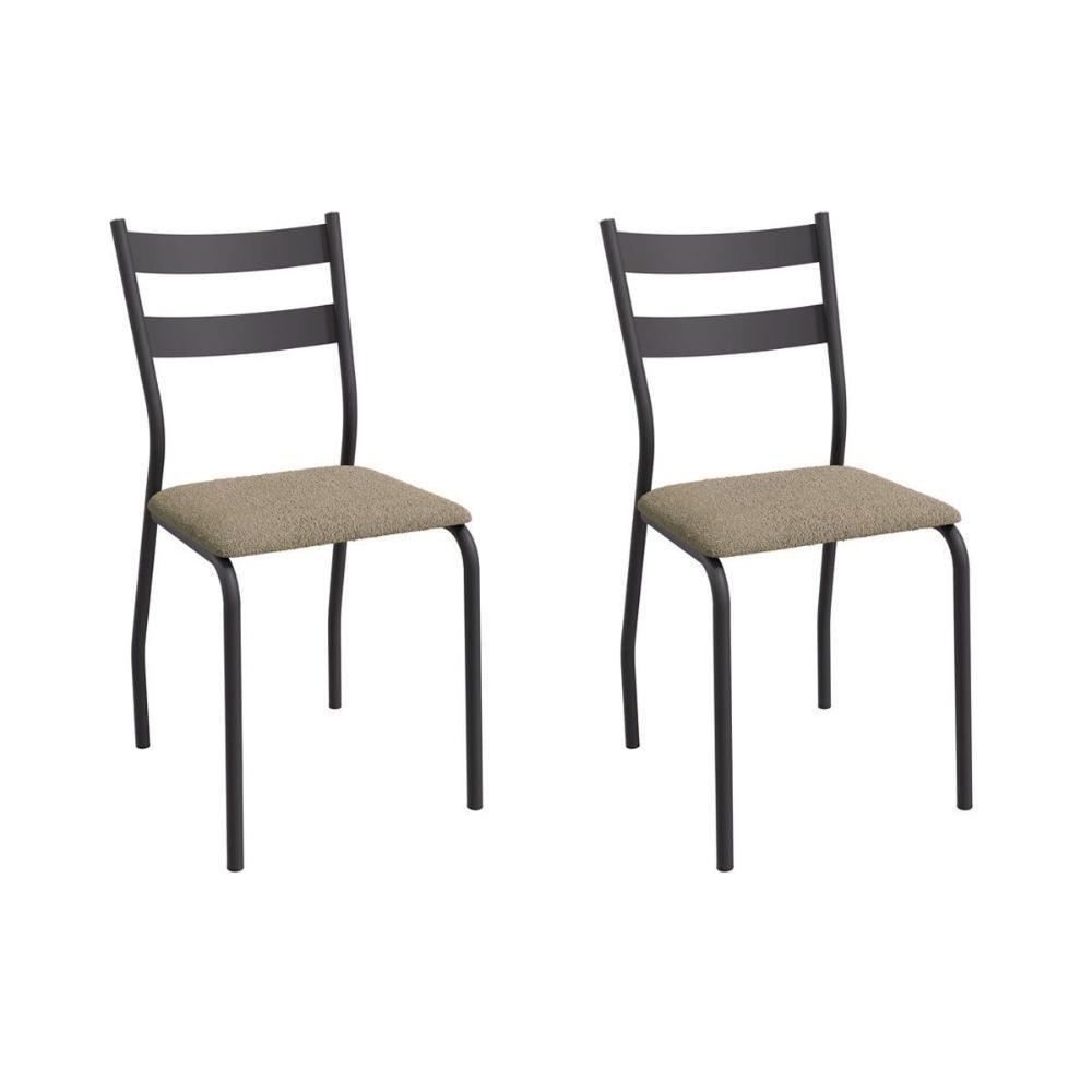 Cadeira Sala De Jantar Bali 2c141prf Aço Kit 2 Un Preto-boucle Bege Fendi - Kappesberg - 1