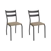 Cadeira Sala De Jantar Bali 2c141prf Aço Kit 2 Un Preto-boucle Bege Fendi - Kappesberg - 1