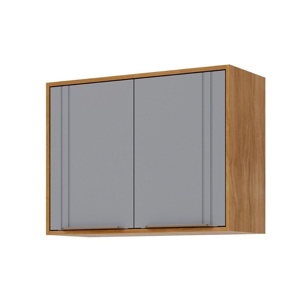 Armário Aéreo P- Cozinha Aurea C- 2 Portas 80cm Cinamomo-platina - Mgm - 1