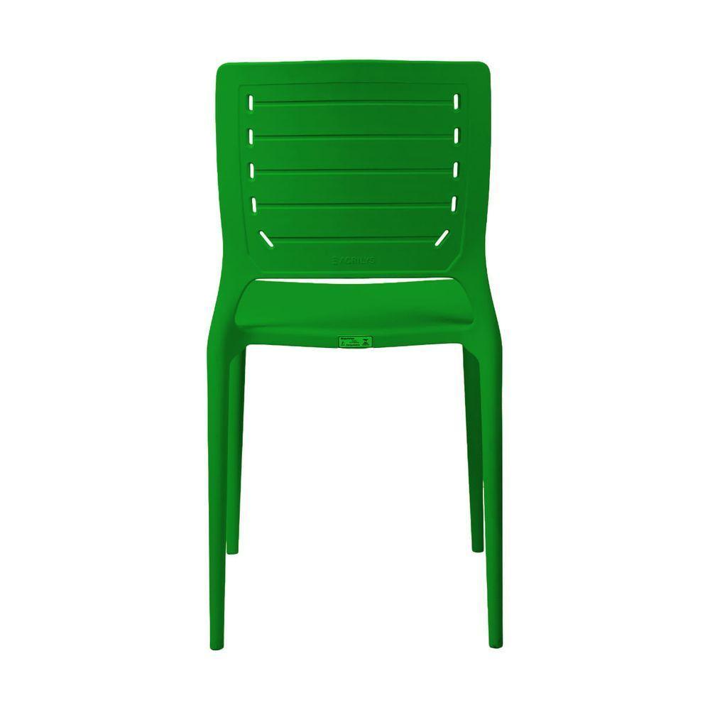 Cadeira Empilhável Saturno Verde Em Polipropileno Acrilys - 4