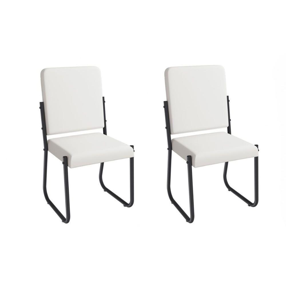 Cadeira Sala De Jantar Sicília 2c139prf Aço Kit 2 Un Preto-ano Branco - Kappesberg - 1