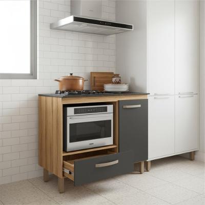 Balcão Para Forno E Cooktop 4 5 Bocas Cozinha Com Gaveta - Freijo/chumbo