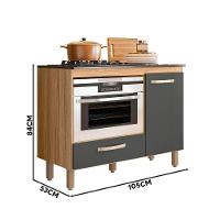 Balcão Para Forno E Cooktop 4 5 Bocas Cozinha Com Gaveta - Freijo/chumbo