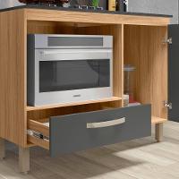 Balcão Para Forno E Cooktop 4 5 Bocas Cozinha Com Gaveta - Freijo/chumbo - 5