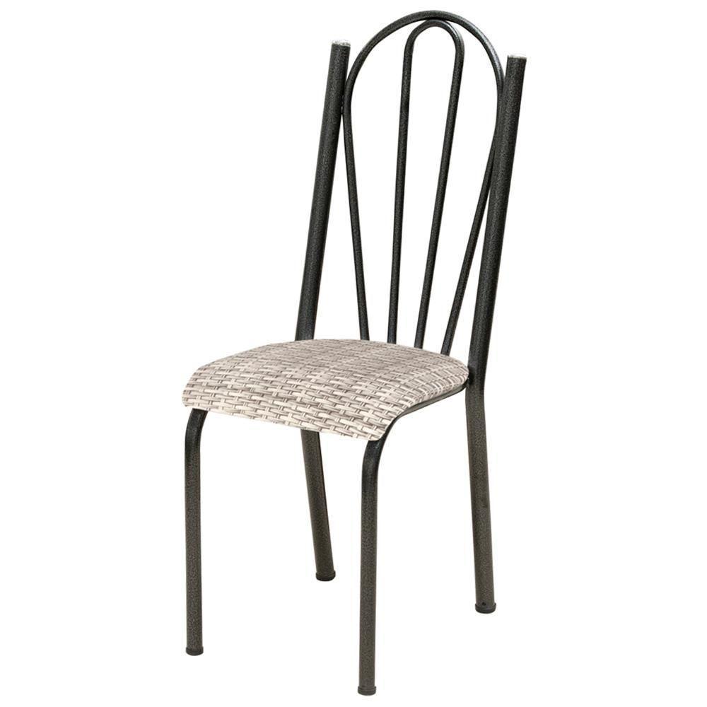 Cadeira Tubular America 021 Cromo Preto Assento Rattan Artef Rattan - 1