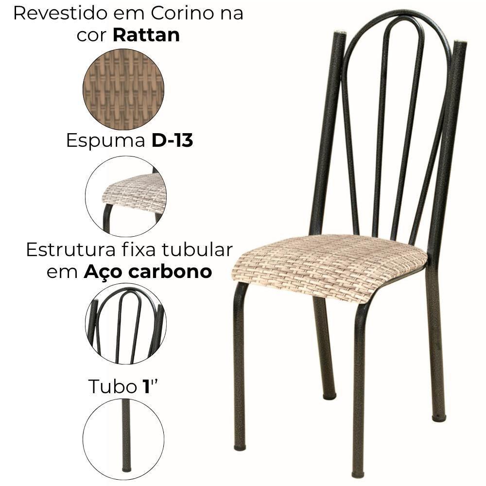 Cadeira Tubular America 021 Cromo Preto Assento Rattan Artef Rattan - 5