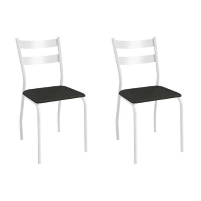 Cadeira De Cozinha Bali 2c141br Aço Kit 2 Un Branco-corano Preto - Kappesberg