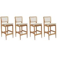 Banqueta Sala De Jantar Liz 1bmm009ca Premium Madeira Maciça Kit 4 Un Carvalho-linho Bege Argila-tela Bege - Kappesberg - 1