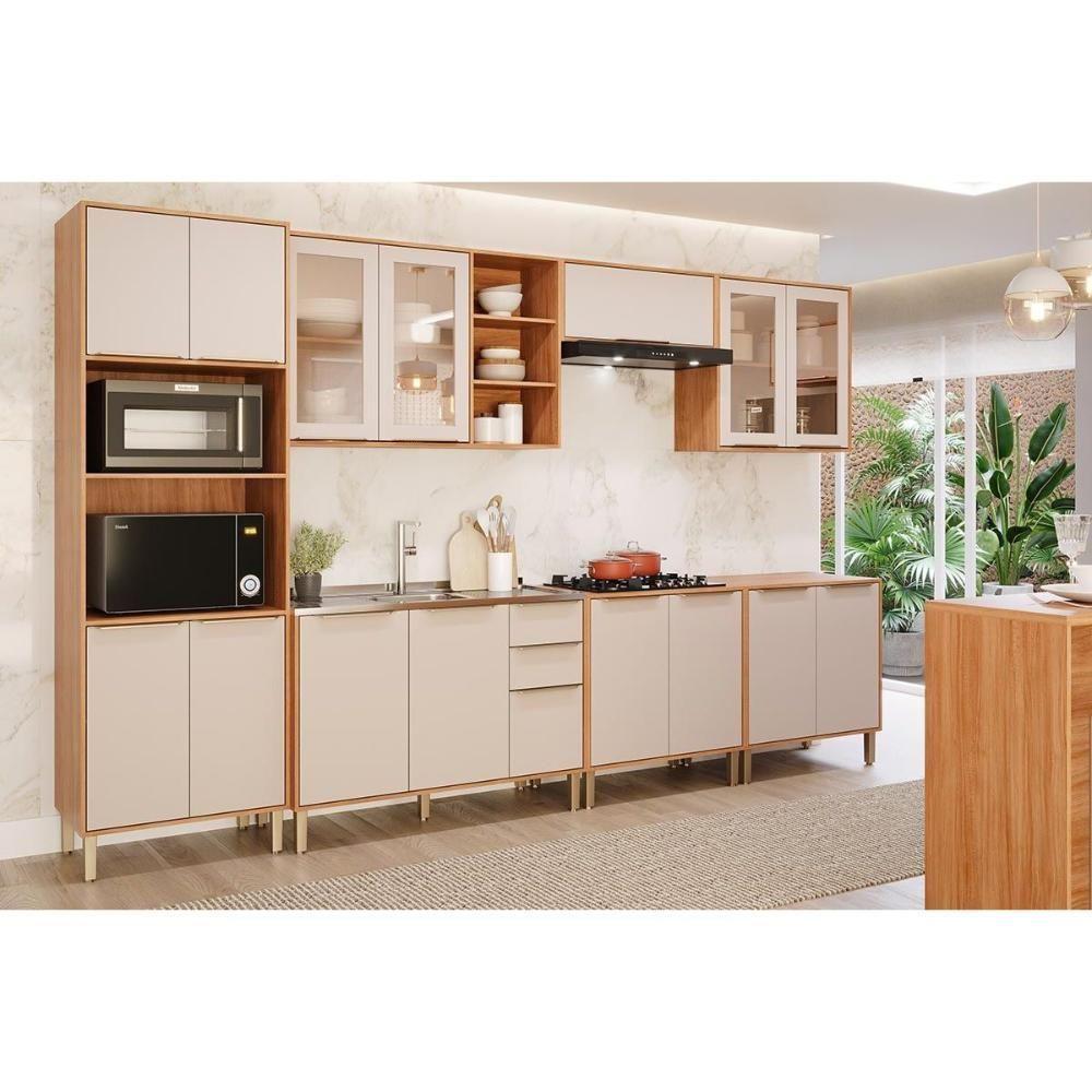 Armário Aéreo P- Cozinha Brilhante C- 2 Portas 120cm Cinamomo-platina - Mgm - 6