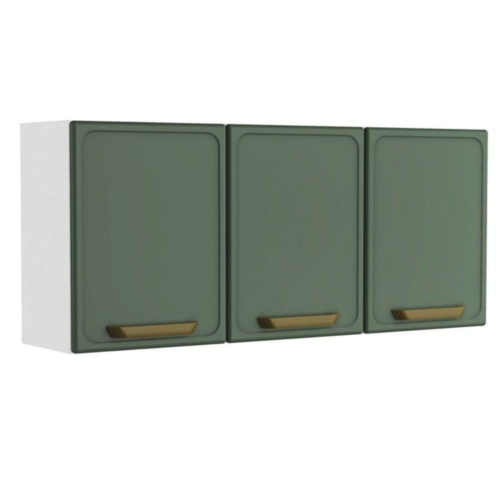 Armário Aéreo P- Cozinha Bella C- 3 Portas 120cm Verde - Bertolini - 1