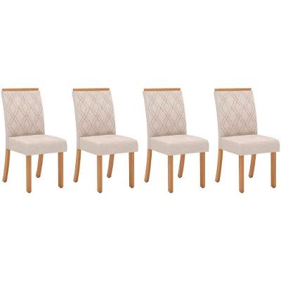 Cadeira De Cozinha Vita Kit 4 Uni Nature-suede Light Linho - Henn