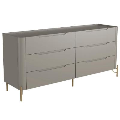 Cômoda Para Quarto Closet Orgânica 6 Gavetas Pés Industrial Dourado Bliss I03 Grigio - Lyam Decor