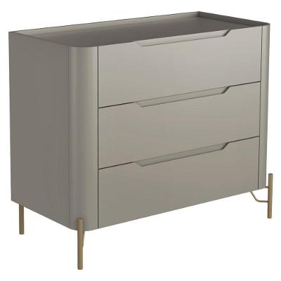 Cômoda Para Quarto Closet Orgânica 3 Gavetas Pés Industrial Dourado Bliss I03 Grigio - Lyam Decor
