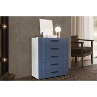 Cômoda Casal Lisboa C- 5 Gavetas Branco-azul - Politorno - 1
