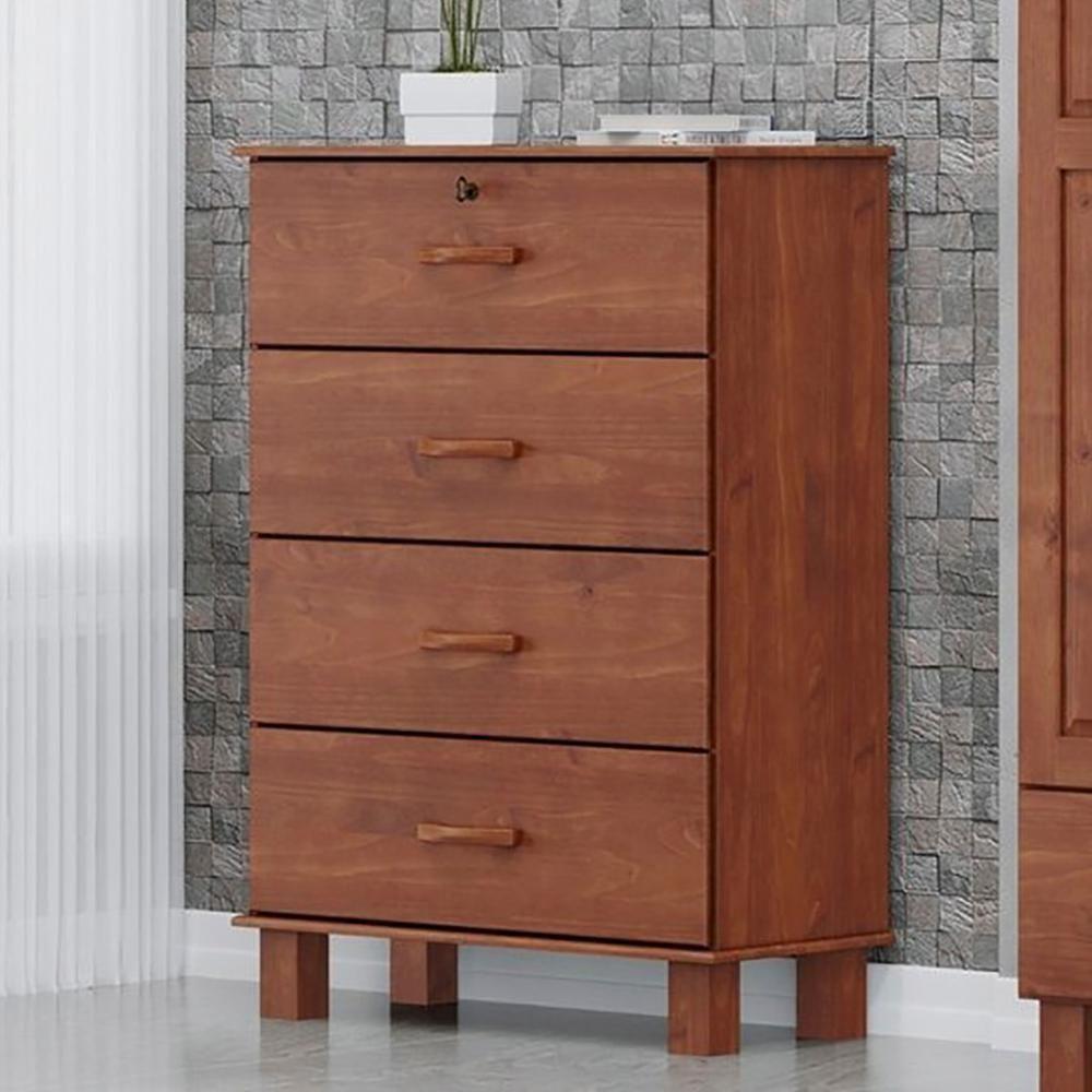 Comoda 4 Gavetas Madeira Maciça 79 Cm 1138 Imbuia Milani Store Imbuia - 2