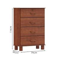 Comoda 4 Gavetas Madeira Maciça 79 Cm 1138 Imbuia Milani Store Imbuia - 3