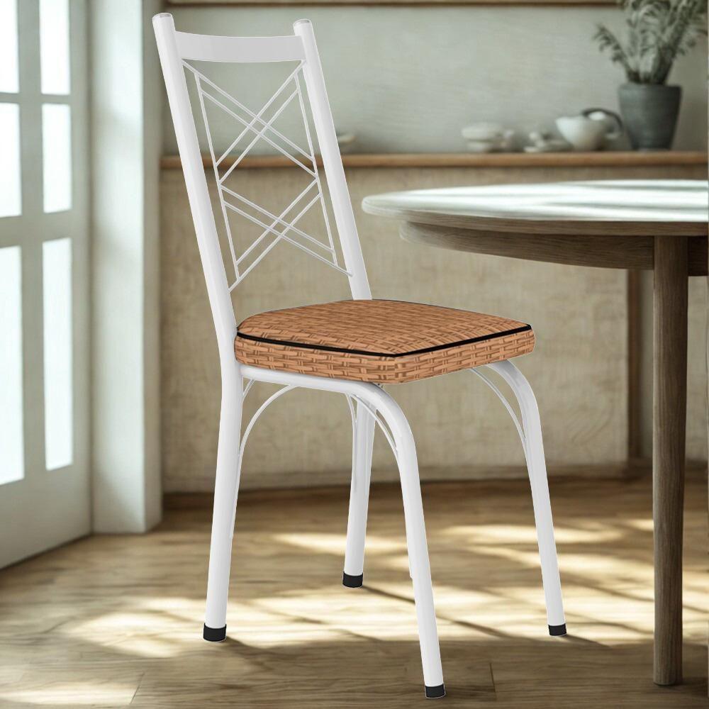 Cadeira Tubular Europa 143 Branco Assento Rattan Artef Rattan - 2