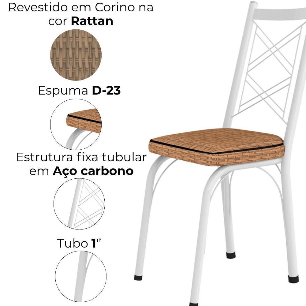 Cadeira Tubular Europa 143 Branco Assento Rattan Artef Rattan - 5