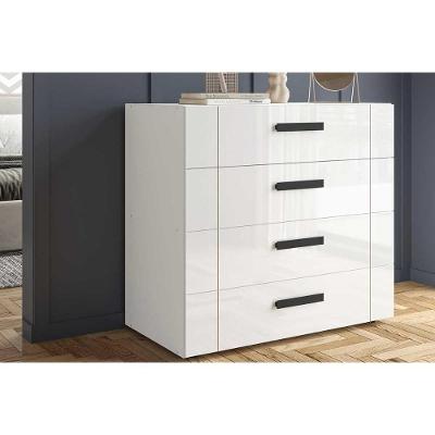 Cômoda Lisboa 4 Gavetas MDF com Puxador Plástico Branco para Dormitório