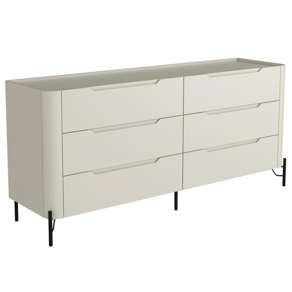 Cômoda Para Quarto Closet Orgânica 6 Gavetas Pés Industrial Preto Bliss I03 Luna - Lyam Decor - 1