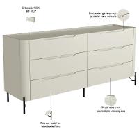 Cômoda Para Quarto Closet Orgânica 6 Gavetas Pés Industrial Preto Bliss I03 Luna - Lyam Decor - 2