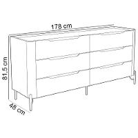 Cômoda Para Quarto Closet Orgânica 6 Gavetas Pés Industrial Preto Bliss I03 Luna - Lyam Decor - 3