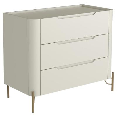 Cômoda Bliss 3 Gavetas em MDF com Puxador Cava Bege para Quarto