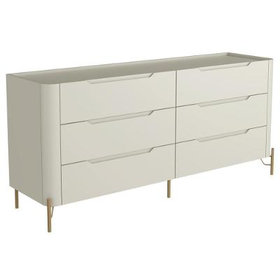 Cômoda Bliss 6 Gavetas em MDF com Puxador Cava Bege para Quarto Estilo Industrial