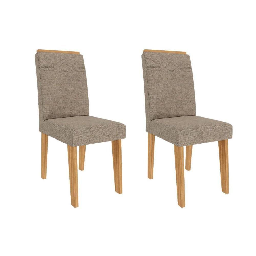 Cadeira Sala De Jantar Taís Kit 2 Un Nature-linho Bege - Cimol - 1