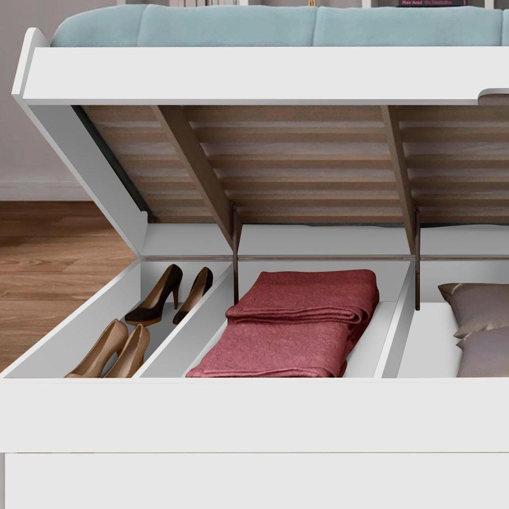 Cama Baú Solteiro Branco 4 Repartições Internas Branco - 3