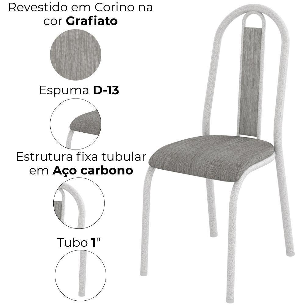 Cadeira Tubular America 058 Cromo Branco Assento Grafiato Artef Grafiato - 5