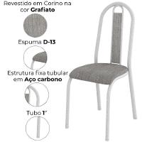 Cadeira Tubular America 058 Cromo Branco Assento Grafiato Artef Grafiato - 5