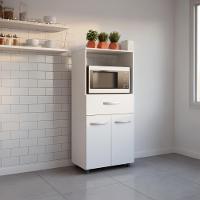 Balcão Multiuso Para Forno Cozinha 2 Portas 1 Gaveta Nicho - Branco - 1