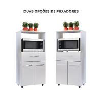 Balcão Multiuso Para Forno Cozinha 2 Portas 1 Gaveta Nicho - Branco - 4