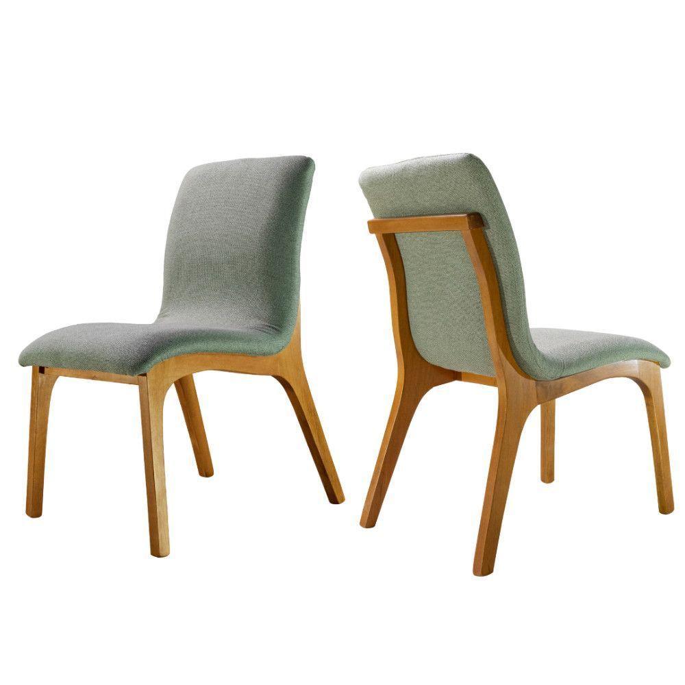 Conjunto 4 Cadeiras Concha Dubai Madeira Maciça E Tecido Mel-verde - 3
