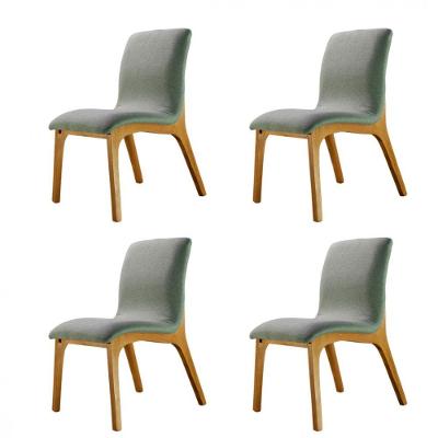 Conjunto 4 Cadeiras Concha Dubai Madeira Maciça E Tecido Mel-verde