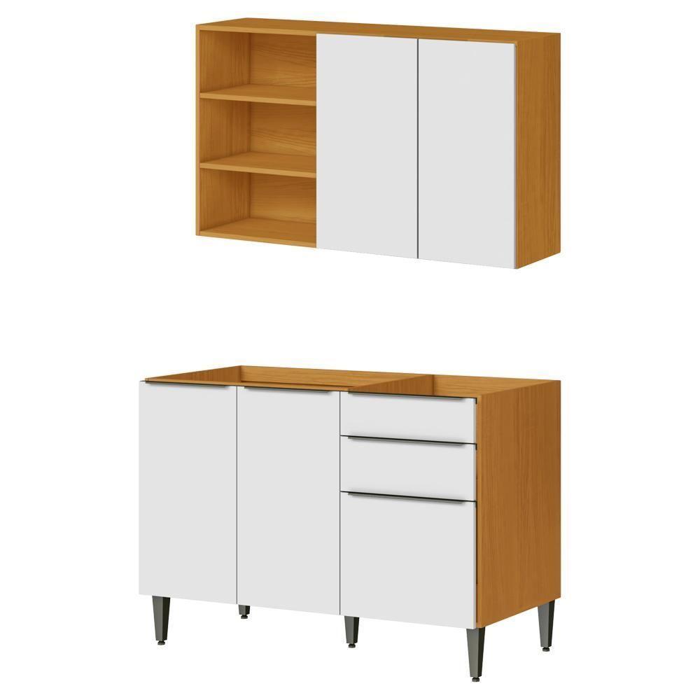 Armario Aereo E Balcao Para Pia 120 Cm Cinamomo Branco Armoveis Cinamomo Branco - 1