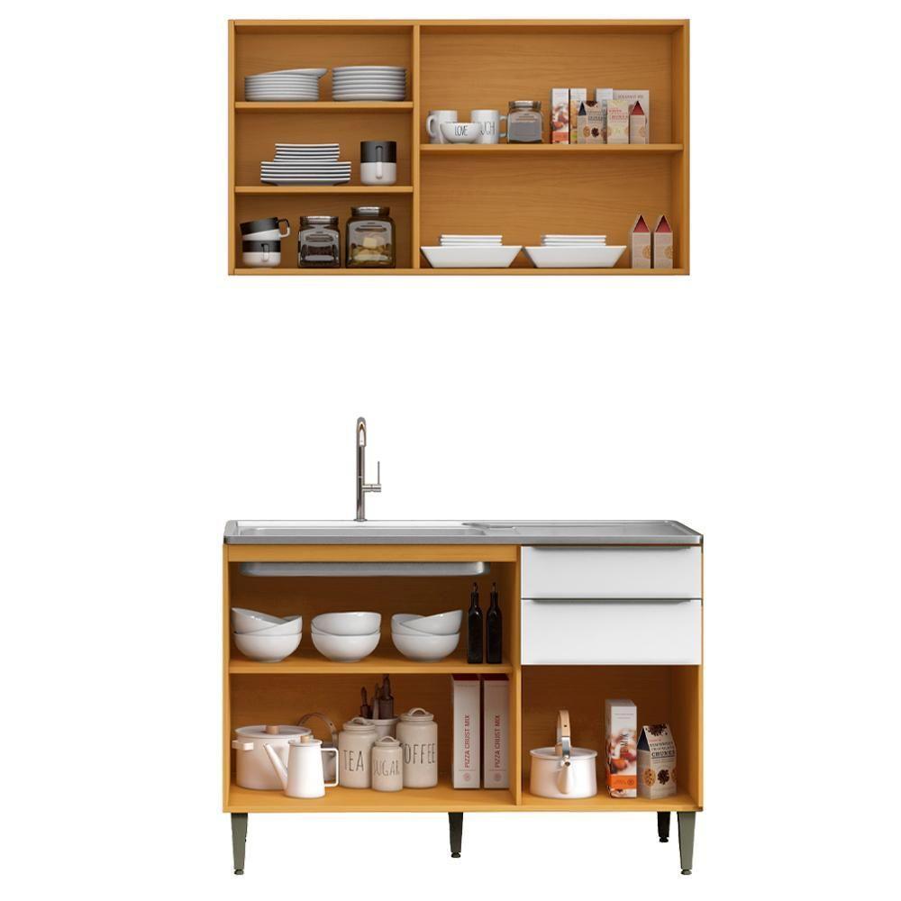 Armario Aereo E Balcao Para Pia 120 Cm Cinamomo Branco Armoveis Cinamomo Branco - 6