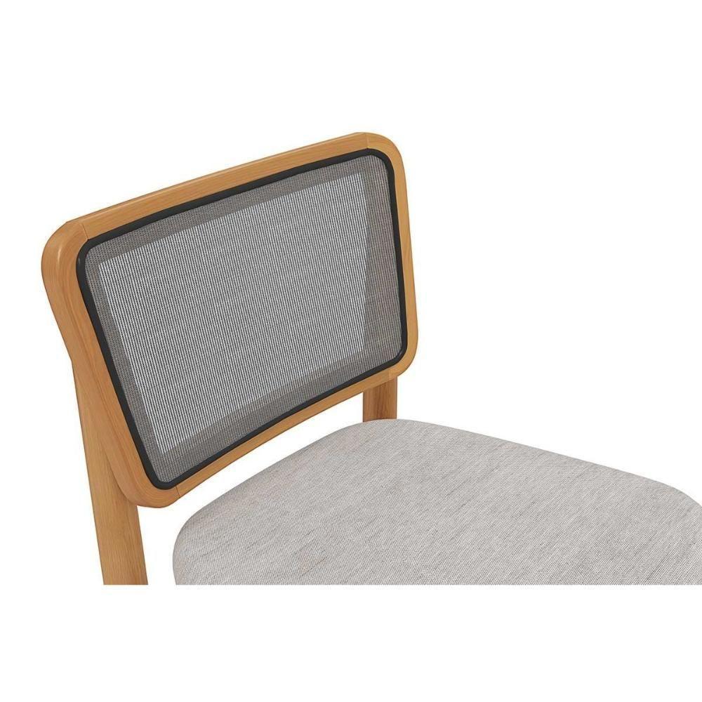 Banqueta Sala De Jantar Liz 1bmm009ca Premium Madeira Maciça Kit 2 Un Carvalho-boucle Bege-tela Bege - Kappesberg - 8