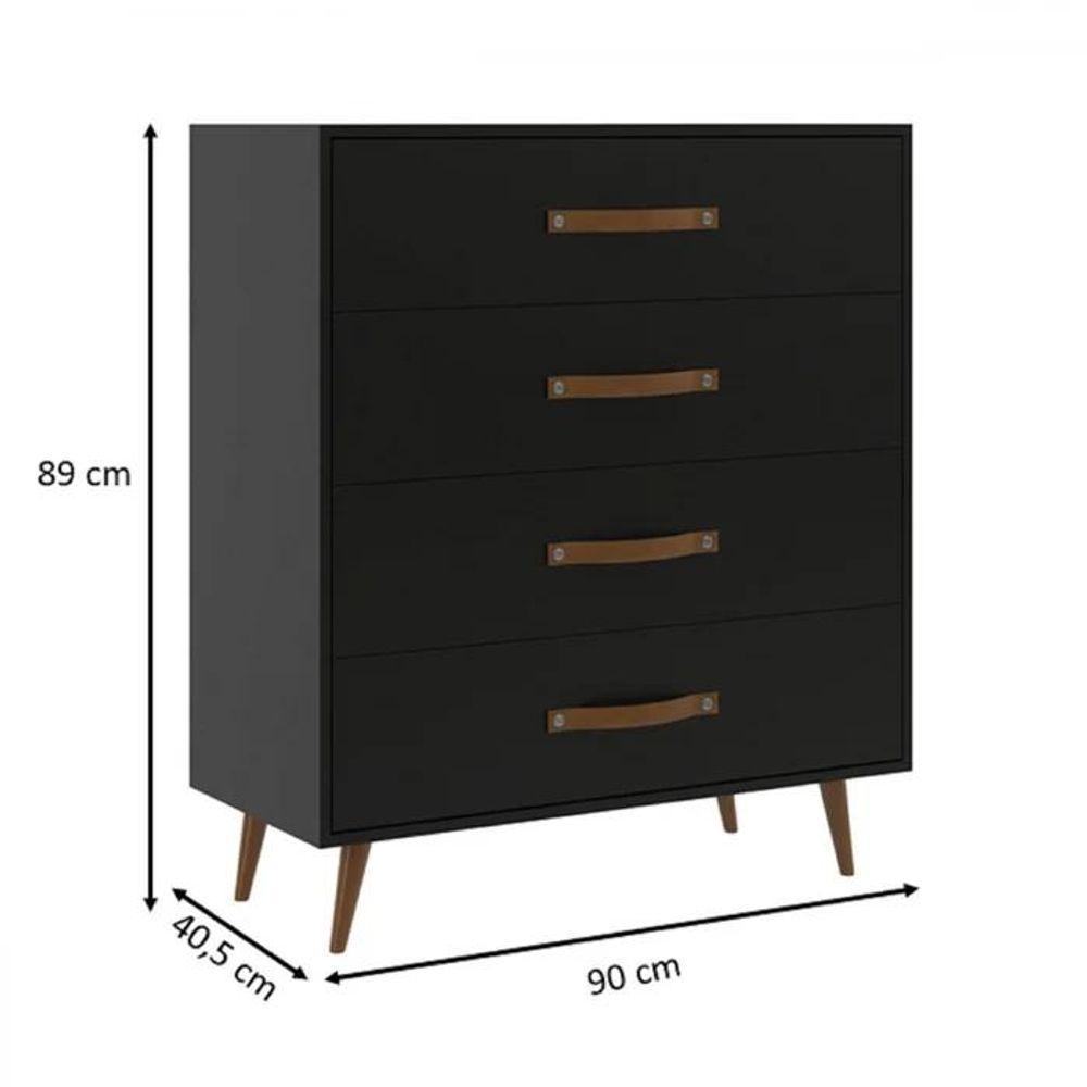 Comoda 4 Gavetas Padua Preto - 3