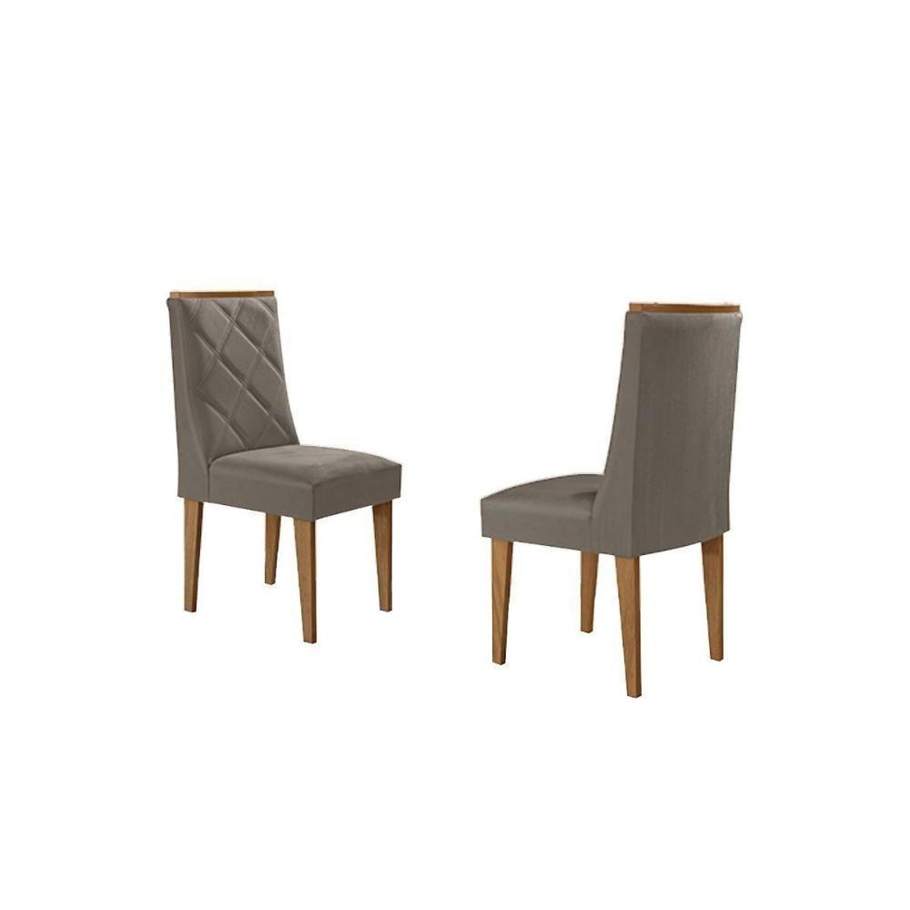 Cadeira Sala De Jantar Pietá Kit 2 Un Madeira Capuccino-suede Capuccino - Rufato - 1