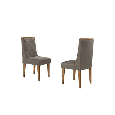 Cadeira Sala De Jantar Pietá Kit 2 Un Madeira Capuccino-suede Capuccino - Rufato