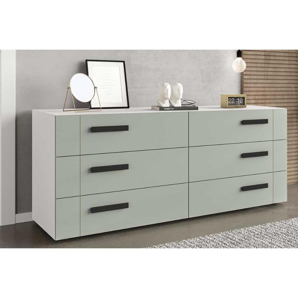 Cômoda Casal Lisboa C- 6 Gavetas Branco-verde - Politorno - 1